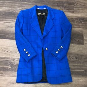 Escada Blue Checkered Blazer